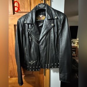 Harley-Davidson Black and Gold Leather Jacket